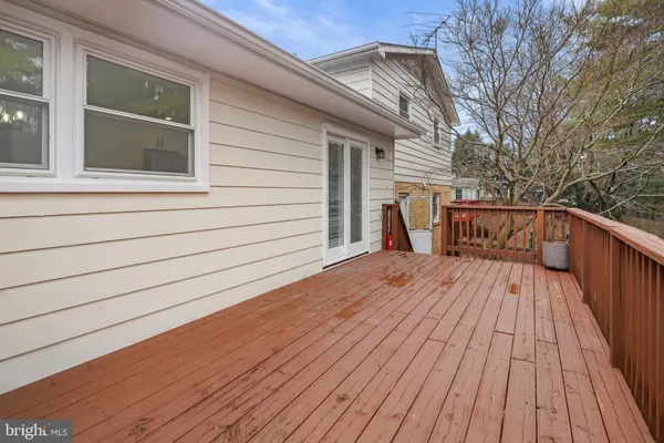 a view of outdoor space with wooden floor and yard