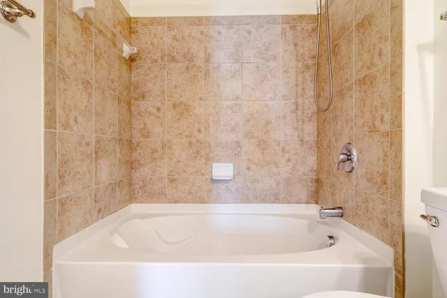 a bathroom with a bathtub