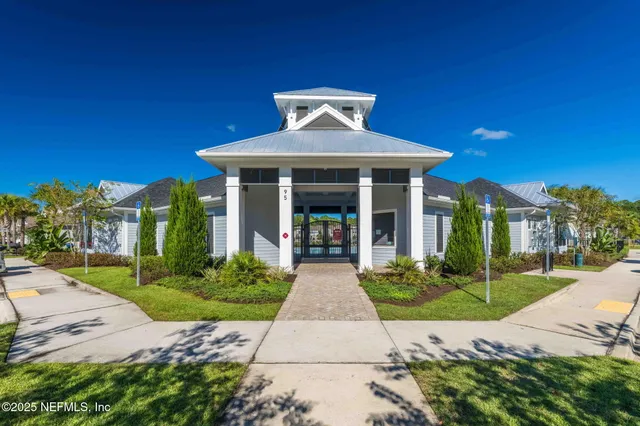 a view of a park with swings