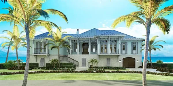 a front view of residential houses with yard and swimming pool