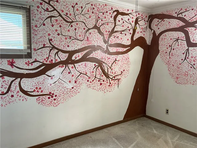 a view of an entryway with a flower pot