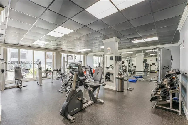 a view of a room with gym equipment