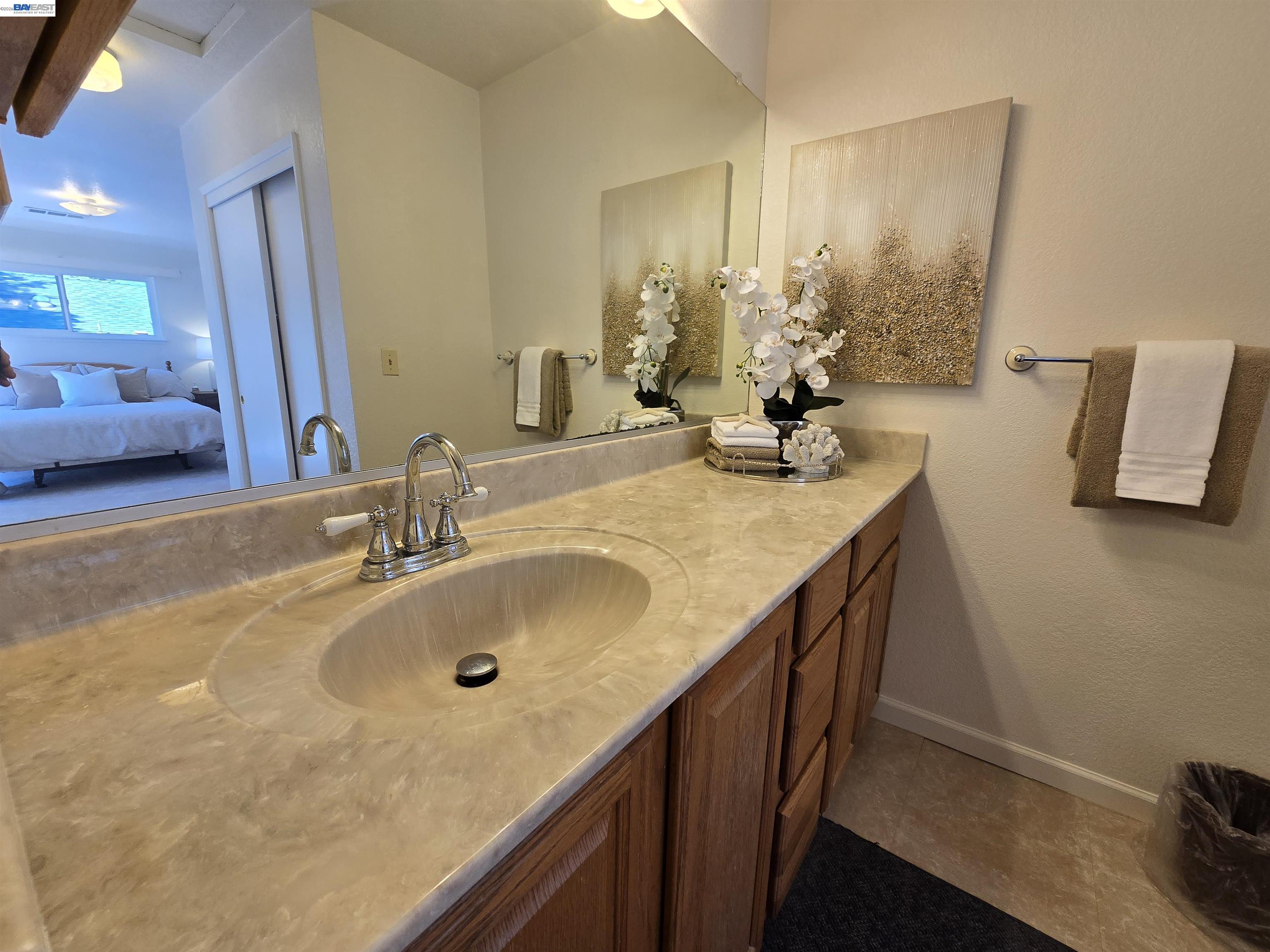 161 Hackamore Lane Fremont, CA 94539 - Photo 46 of 60 a bathroom with a sink and a mirror