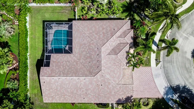 an aerial view of a house