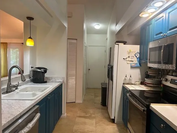 a view of a a dining room and a window