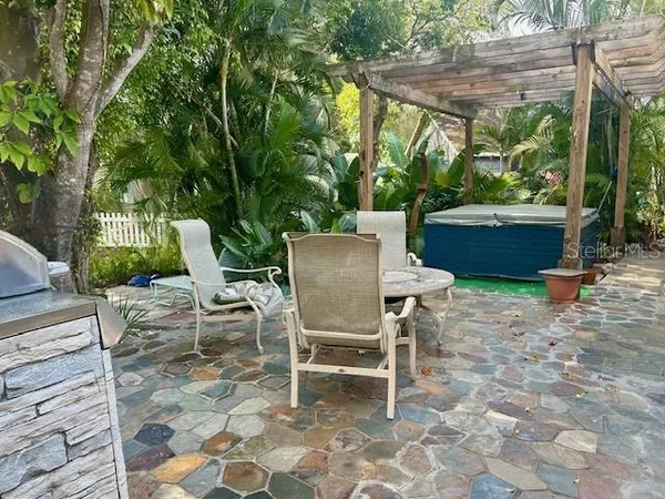 a view of a porch with a yard