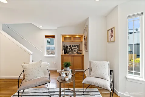 a living room with furniture