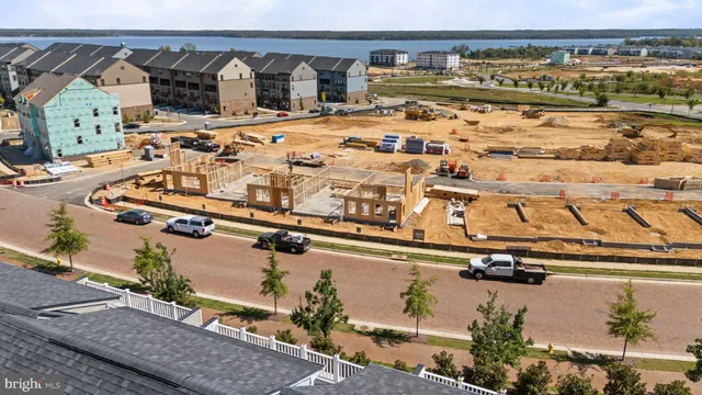 an aerial view of a swimming pool