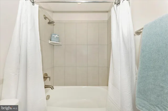 a bathroom with a bathtub