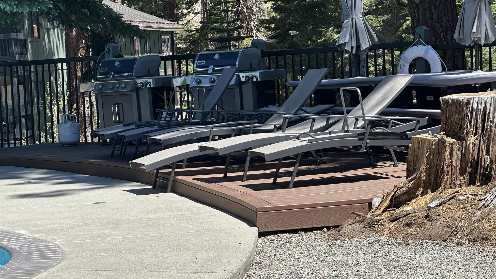 25 Lee Road, Unit 106 Mammoth Lakes, CA 93546 - Photo 15 of 16 Curved composite deck with black metal fencing