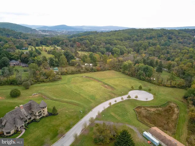 a view of a swimming pool with a yard