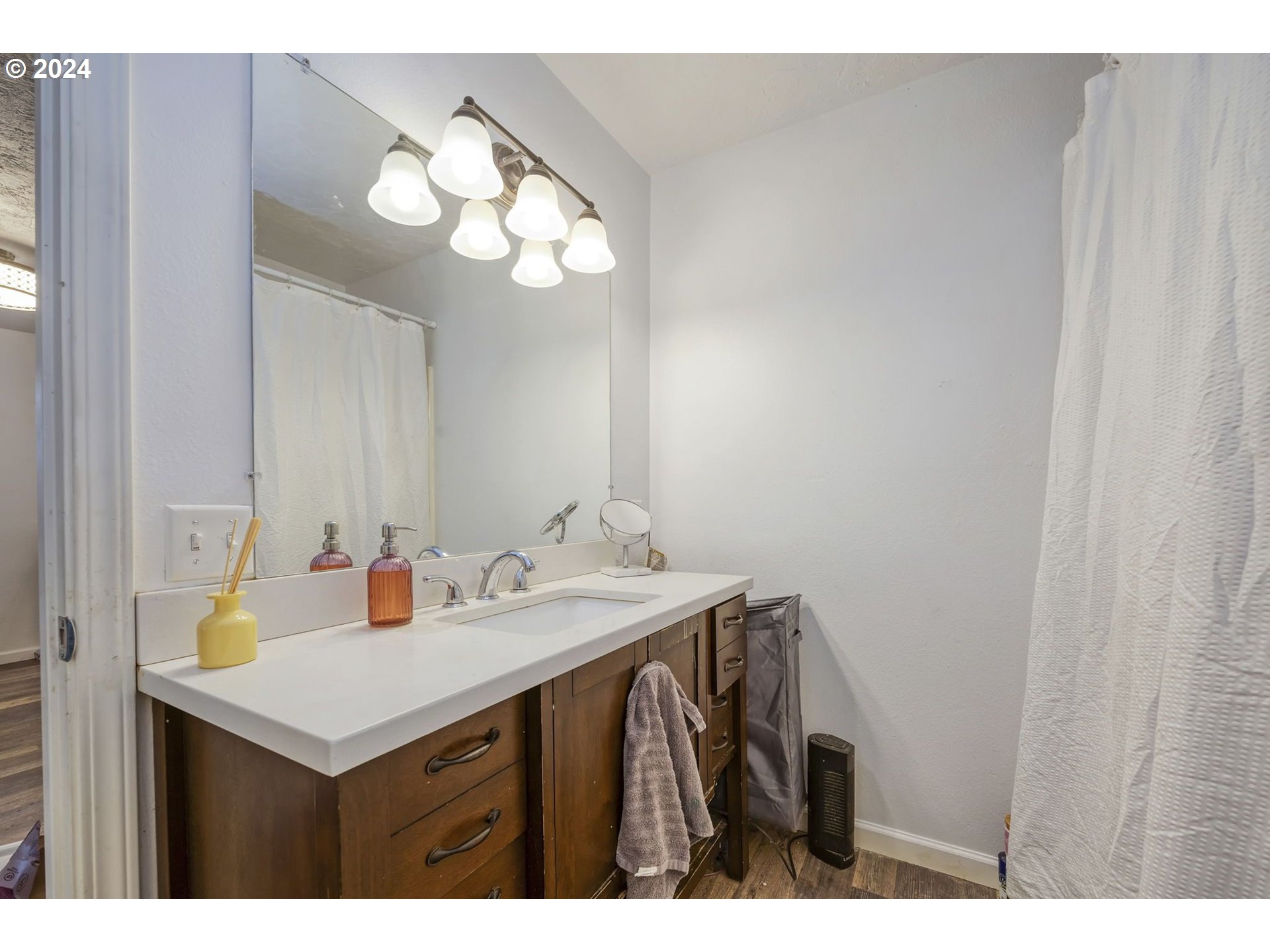 922 M Street Springfield, OR 97477 - Photo 13 of 18 a bathroom with a sink vanity and a mirror