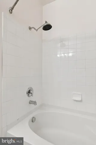 a bathroom with a bathtub