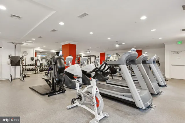 a view of a room with gym equipment