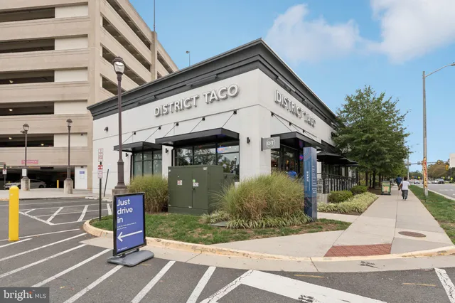 a front view of a building with street