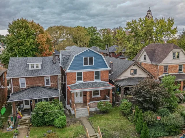 an aerial view of a house