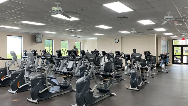 a view of a room with gym equipment