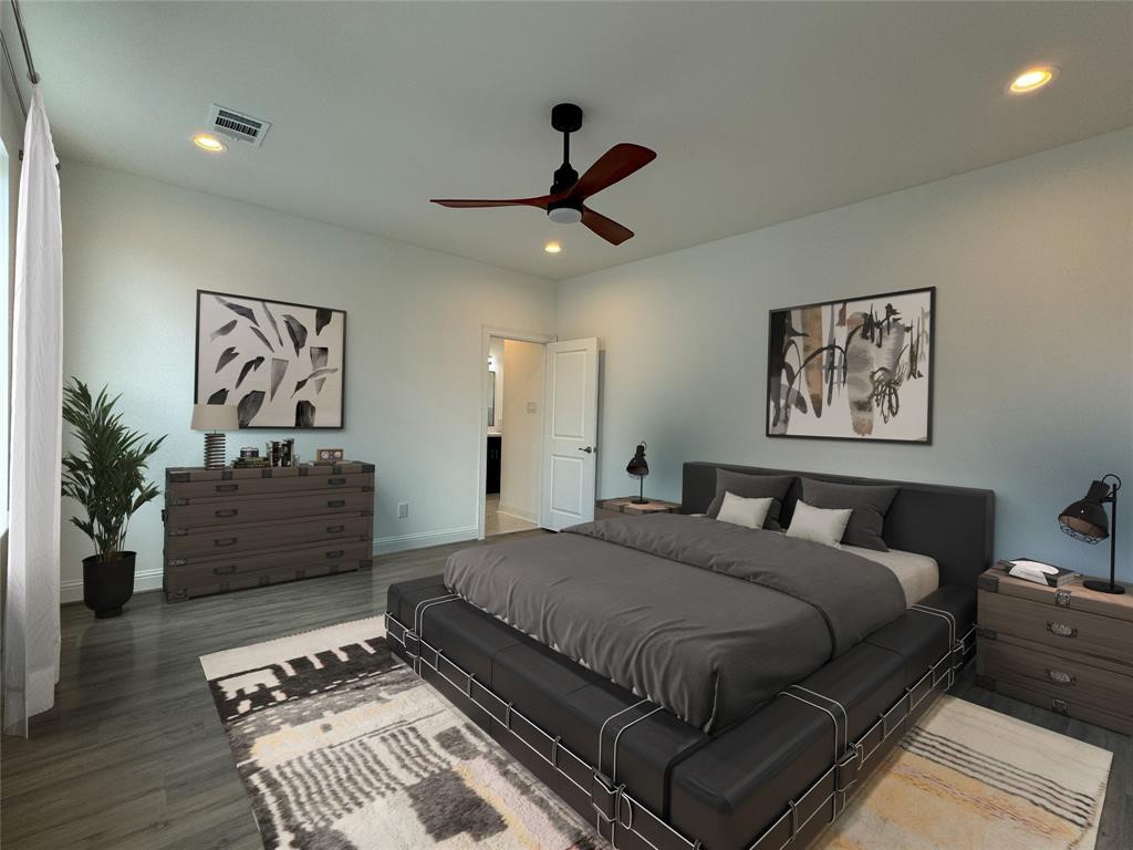 1221 West 16th Street, Unit B Houston, TX 77008 - Photo 7 of 13 a bedroom with a large bed and a couch