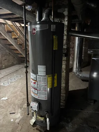 a close view of water heater room