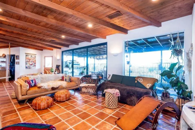 a outdoor dining space with furniture