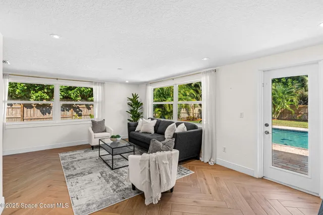 a porch with a glass door