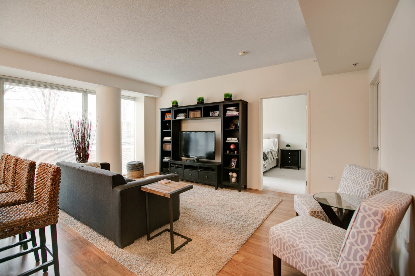1720 Maple Avenue, Unit 407 Evanston, IL 60201 - Photo 2 of 16 a living room with furniture and a flat screen tv