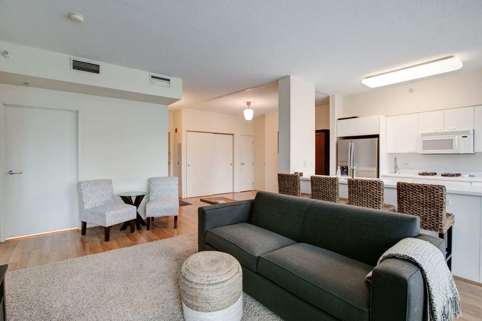1720 Maple Avenue, Unit 407 Evanston, IL 60201 - Photo 3 of 16 a living room with furniture and a fireplace