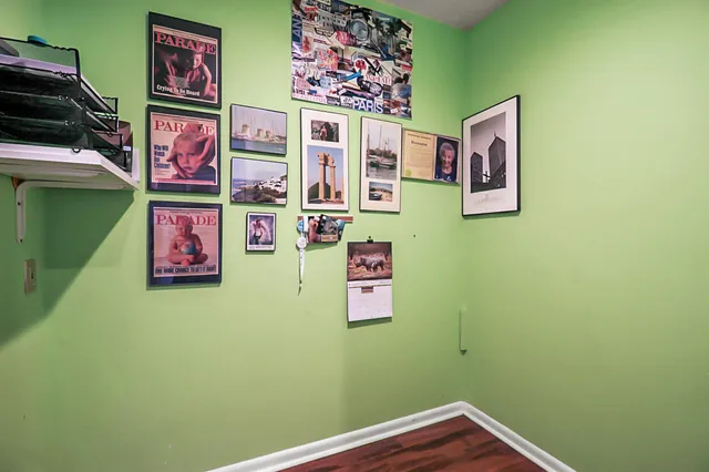 a room with wall paintings and a wall painting