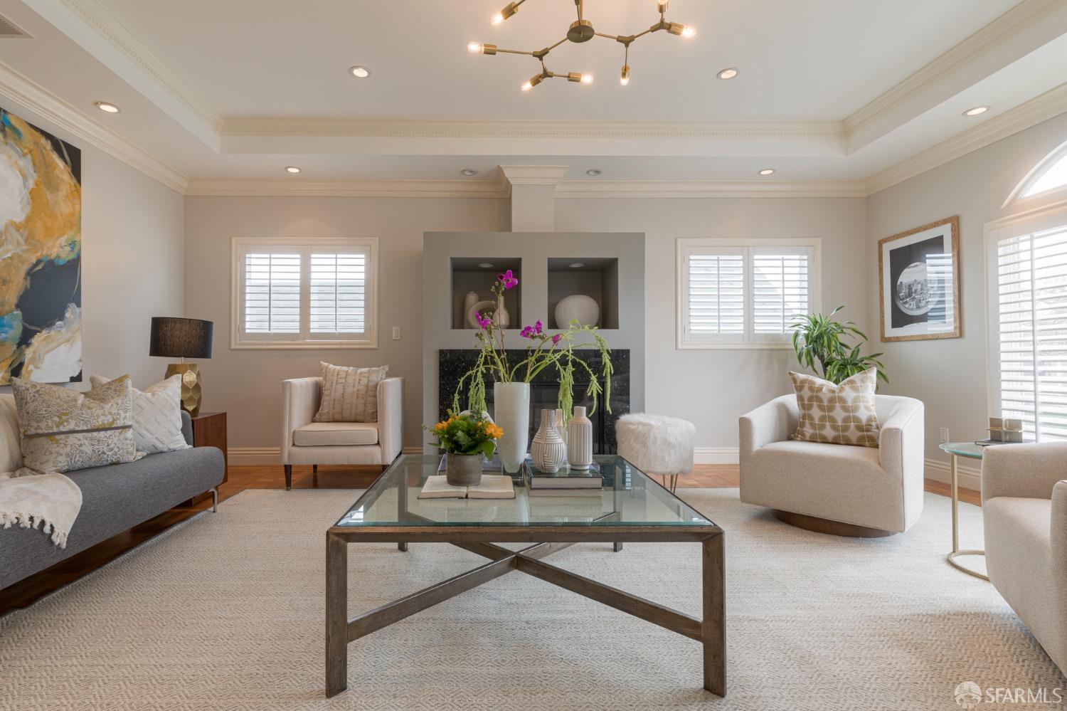 155 Upland Drive San Francisco, CA 94127 - Photo 4 of 43 a living room with furniture and a chandelier