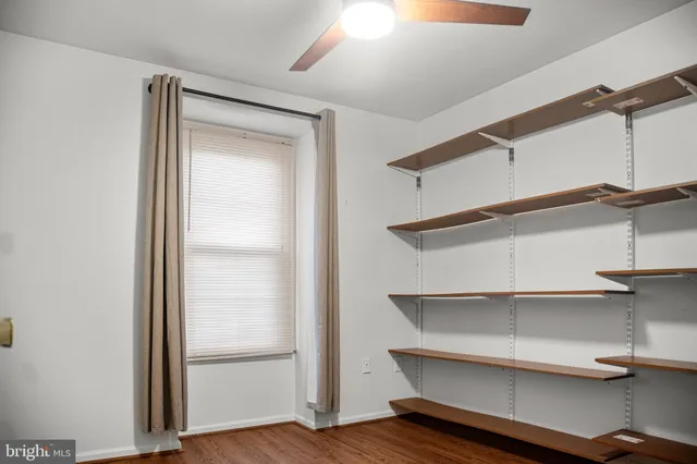 a view of an empty walk in closet