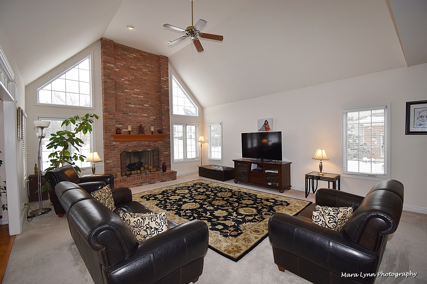 3N853 Walt Whitman Road Campton Hills, IL 60175 - Photo 18 of 48 a living room with furniture a fireplace and a flat screen tv