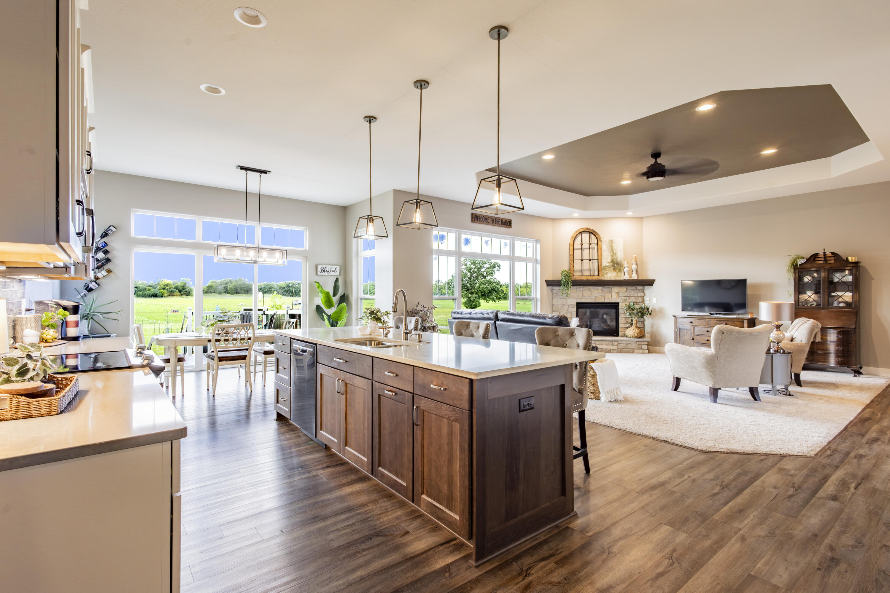 S75W35724 Wilton Road Eagle, WI 53119 - Photo 6 of 42 Open concept kitchen, dining area and family room.