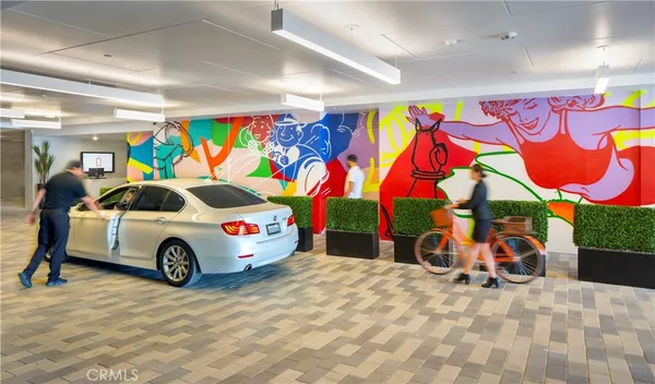 a car parked in a garage