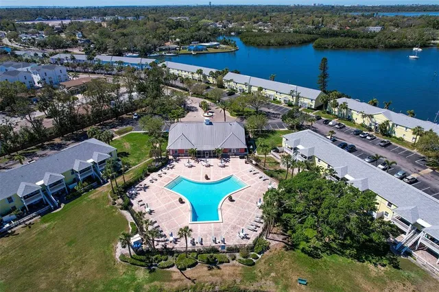 a view of a lake from a yard