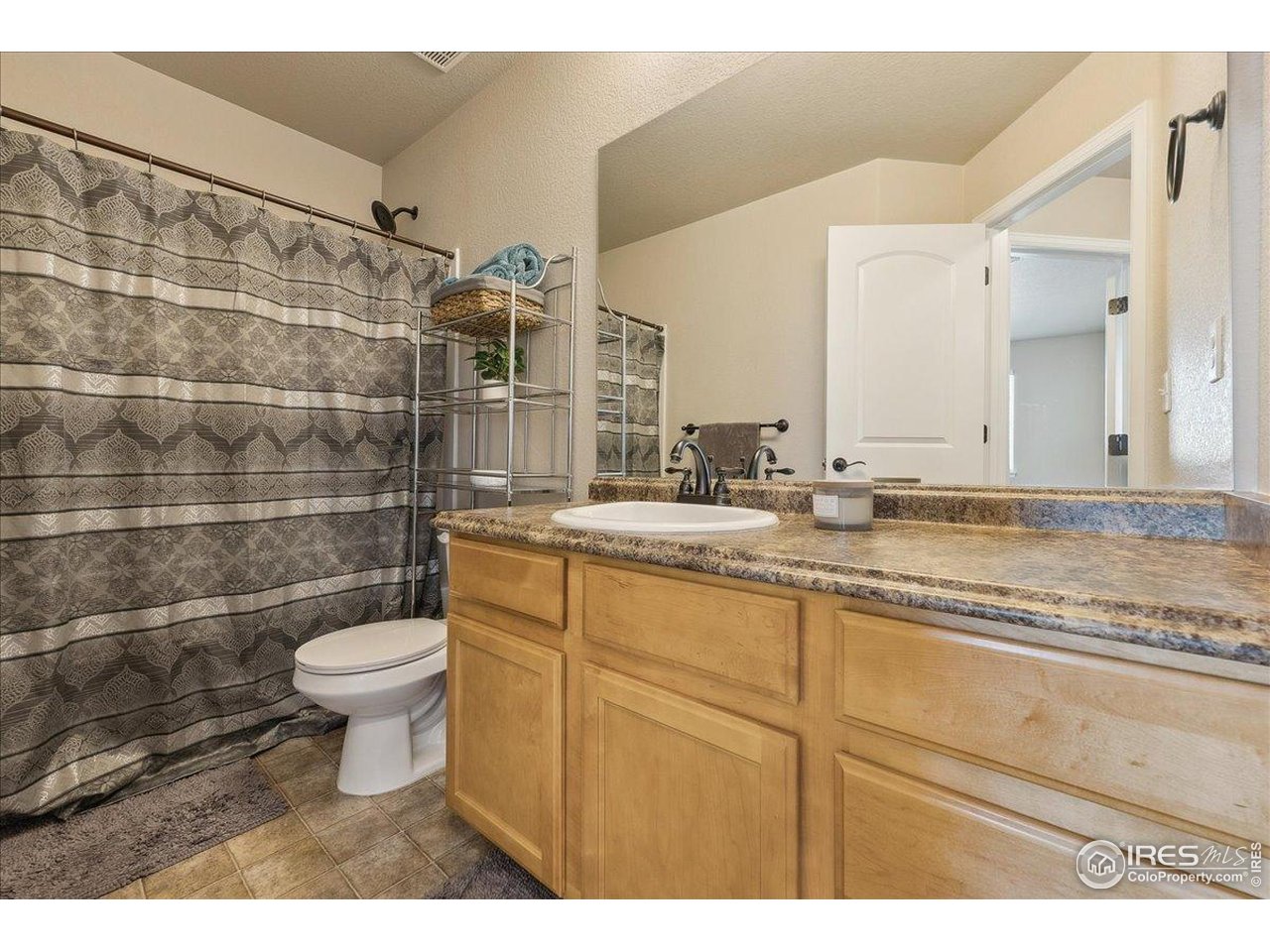 623 Gore Range Drive Severance, CO 80550 - Photo 27 of 36 a bathroom with a sink a toilet and a mirror