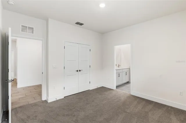 an empty room with closet