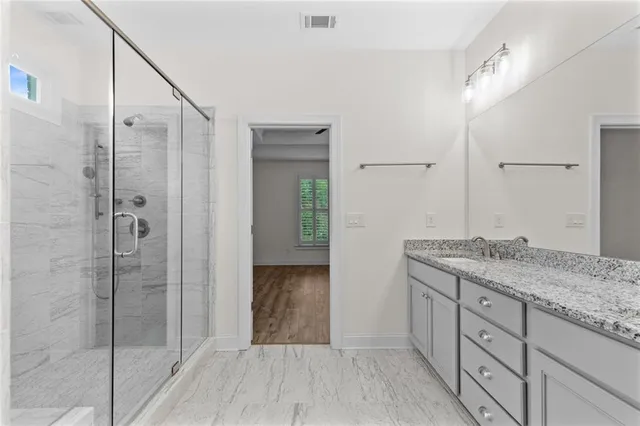 a view of a room with racks on the wall