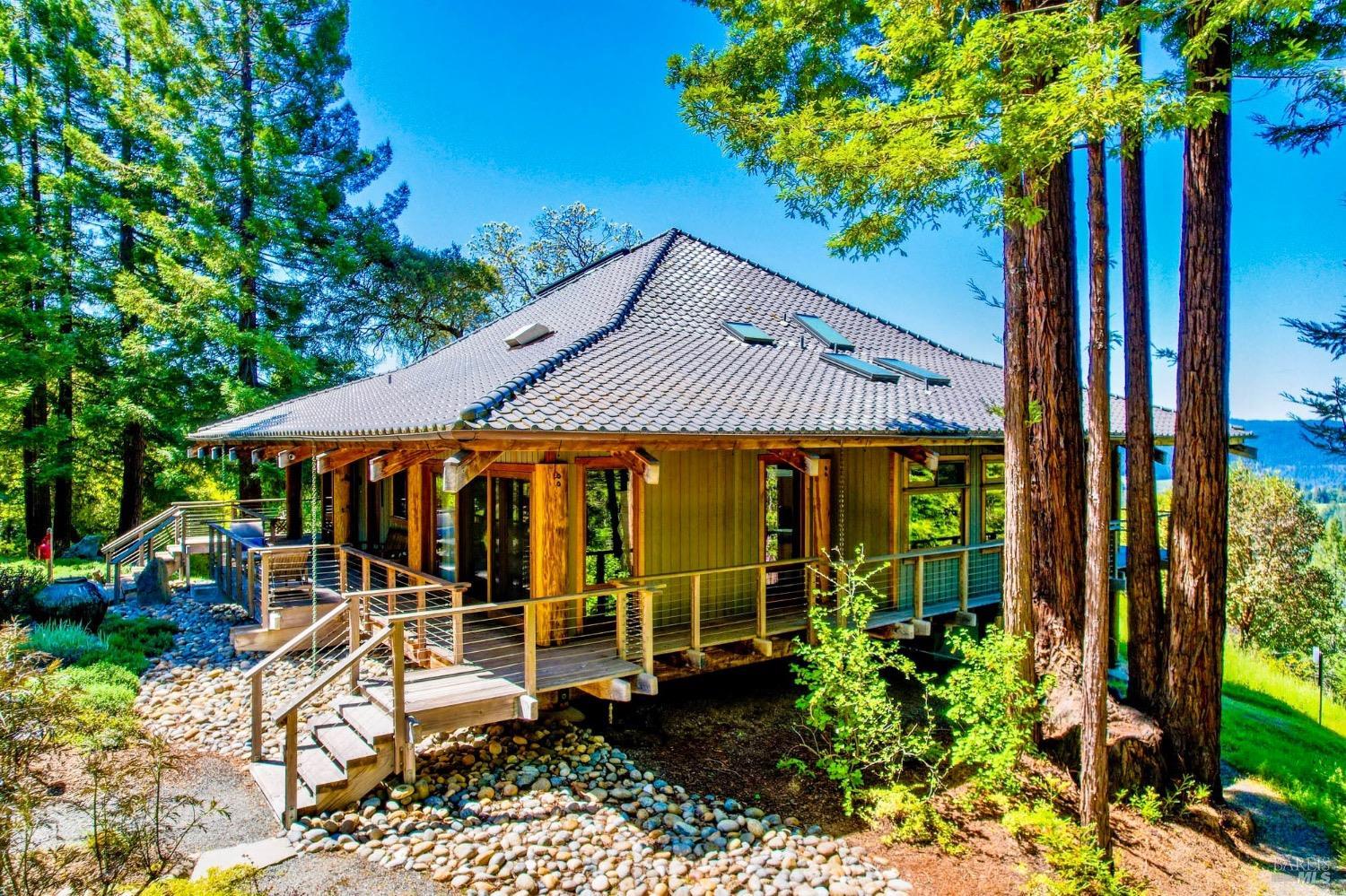 10951 Big Meadow Road Philo, CA 95466 - Photo 20 of 46 Fire safe materials; Japanese tile roof, custom cedar dual thermo-pane (low E glass) windows, no vent construction (prevent ember entry) and copper gutters.