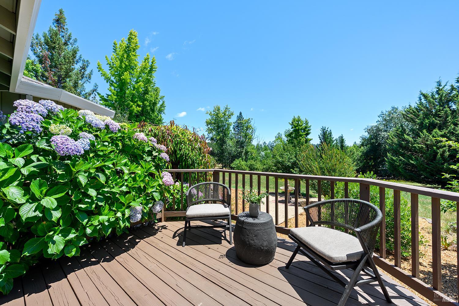 7595 Giusti Road Forestville, CA 95436 - Photo 32 of 41 a view of balcony with seating space and trees