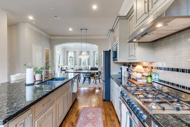 a kitchen with lots of counter top space