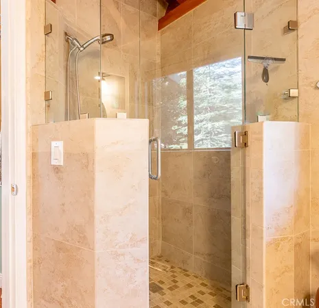 a bathroom with a shower
