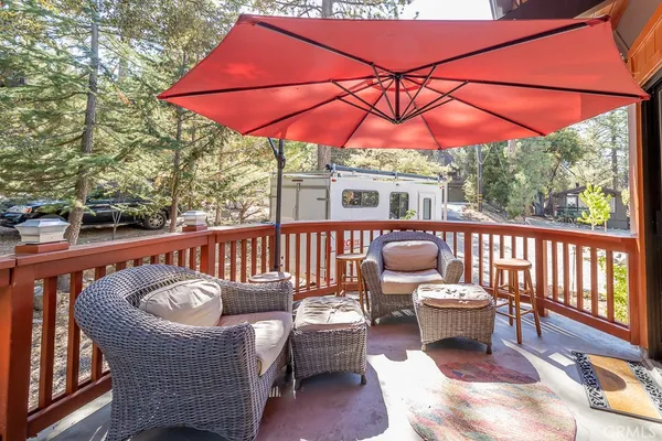 a view of a patio on the deck