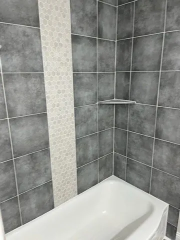 a bathroom with a bathtub