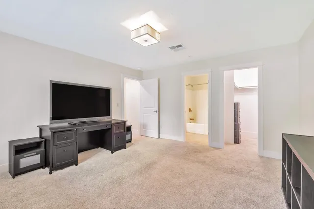 a view of an empty walk in closet