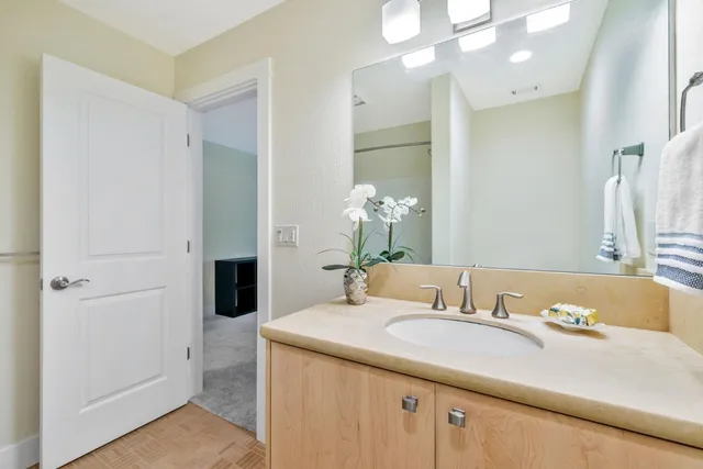 a bed room with a bed and a couch