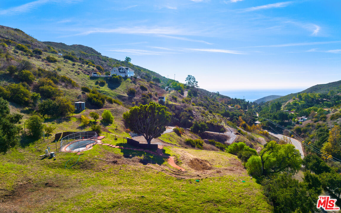 a view of a lake with a mountain in the background