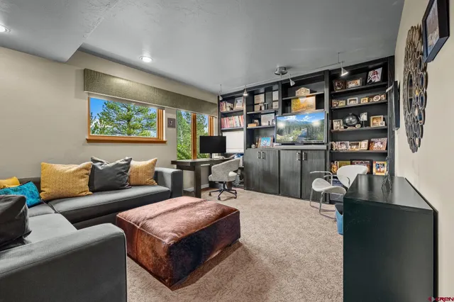 an aerial view of a house