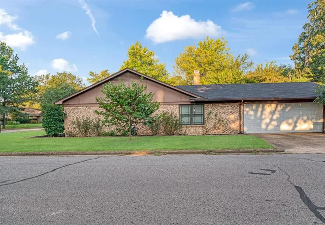 a view of a house with a yard and garage