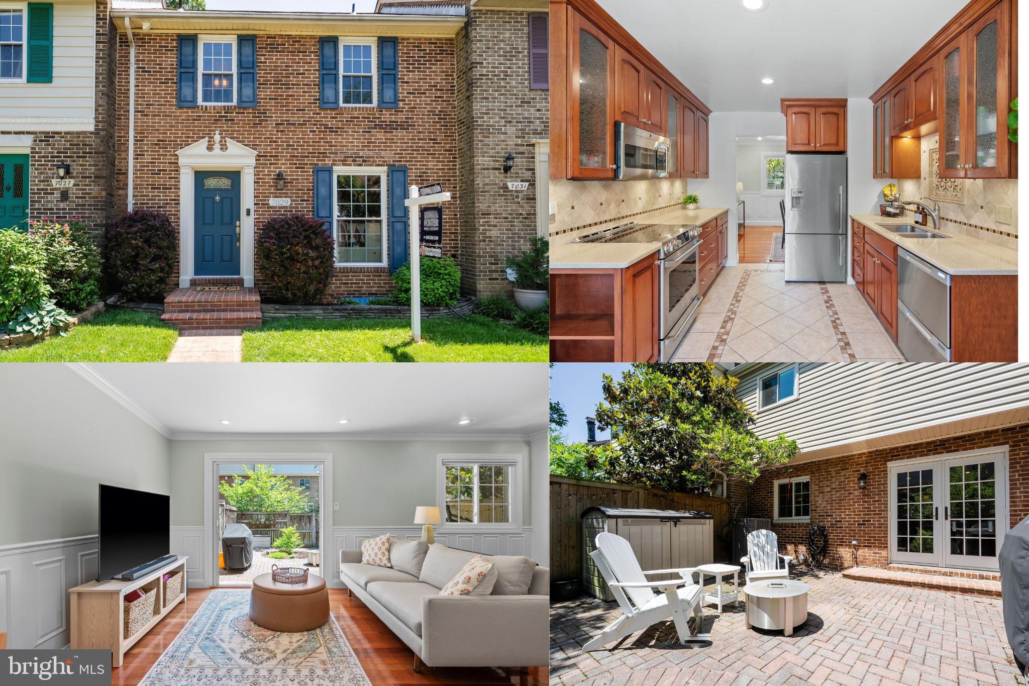 a view of a patio with couches chairs and a flat tv screen