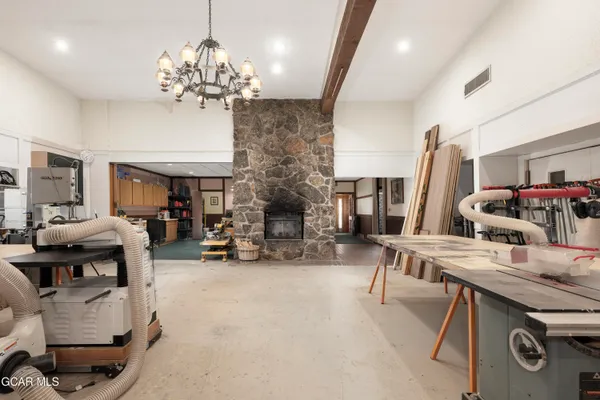 a large kitchen with lots of counter top space